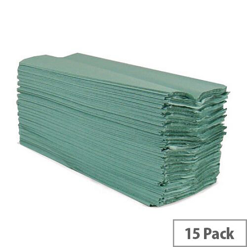 2Work Paper Hand Towels Green 1-Ply C-Fold (2880 Sheets) HC128GRVW