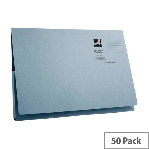 Longflap Document Wallet 300gsm Foolscap Blue Pack of 50 Q-Connect Longflap Document Wallet 300gsm Foolscap Blue Pack of 50 Q-Connect