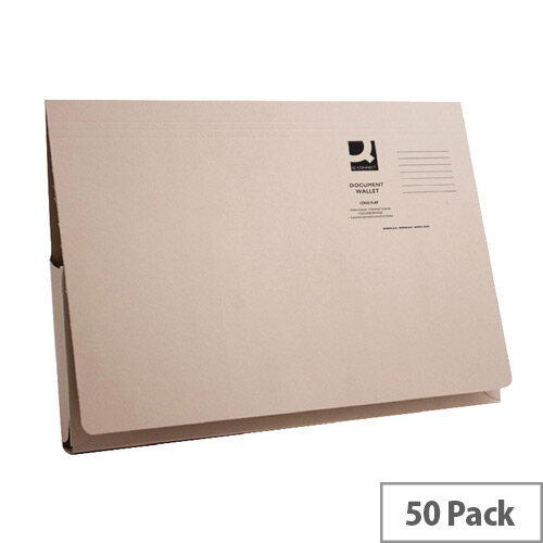 Longflap Document Wallet 300gsm Foolscap Buff Pack of 50 Q-Connect Longflap Document Wallet 300gsm Foolscap Buff Pack of 50 Q-Connect