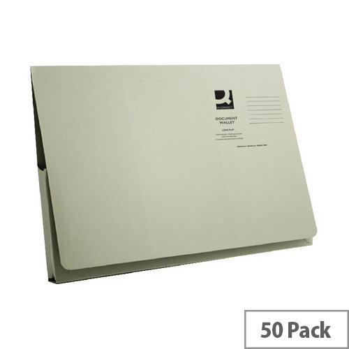 Longflap Document Wallet 300gsm Foolscap Green Pack of 50 Q-Connect 