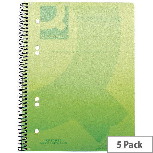 Q-Connect Spiral Book A5 Polypropylene Transparent Green 5 Pack KF10033 Q-Connect Spiral Book A5 Polypropylene Transparent Green 5 Pack KF10033