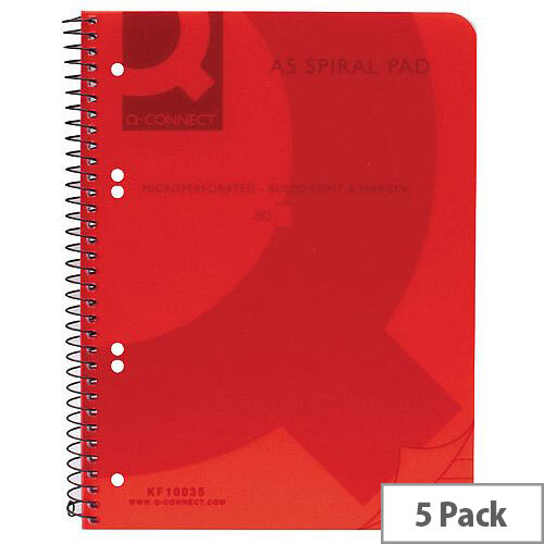 Q-Connect Spiral Book A5 Polypropylene Transparent Pink 5 Pack KF10035