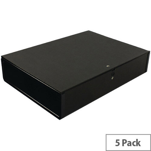 Box File Foolscap 75mm Spine Black Pack of 5 Q-Connect KF20017 Box File Foolscap 75mm Spine Black Pack of 5 Q-Connect KF20017