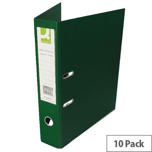 Q-Connect Lever Arch File Foolscap Polypropylene Green 10 Pack