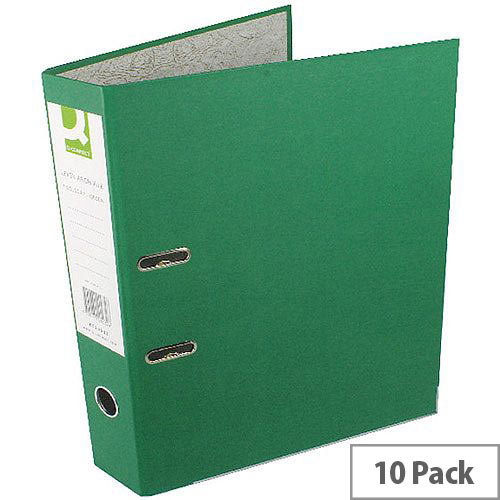 Q-Connect Green Foolscap Paperbacked Lever Arch File Pack of 10