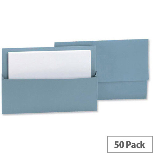 Document Wallet Half Flap Foolscap Blue Pack 50 Q-Connect