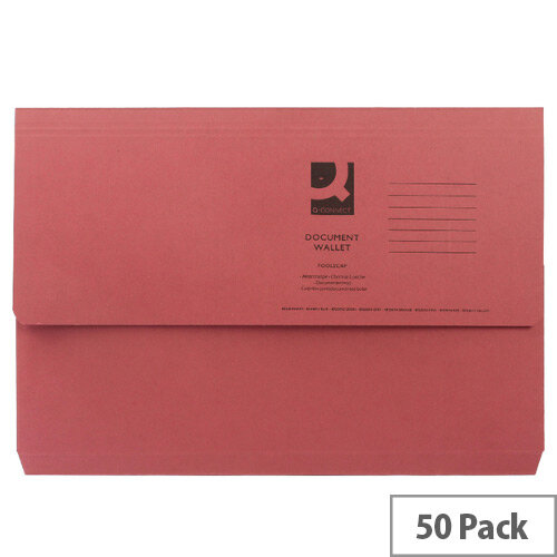 Document Wallet Half Flap Foolscap Red Pack 50 Q Connect, High Capacity Up To 300 Sheets, Environmentally Friendly, Multipurpose Storage Document Wallet Half Flap Foolscap Red Pack 50 Q Connect, High Capacity Up To 300 Sheets, Environmentally Friendly, Multipurpose Storage
