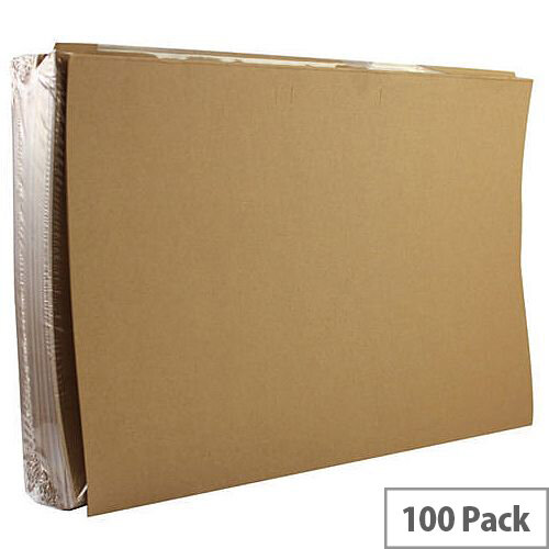 Square Cut Folder 170gsm Kraftliner Foolscap Buff Pack 100 Q-Connect KF23025