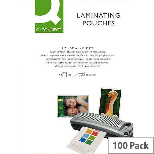 Q-Connect Laminating Pouch A4 Matt 160 microns Pack of 100 Q-Connect Laminating Pouch A4 Matt 160 microns Pack of 100