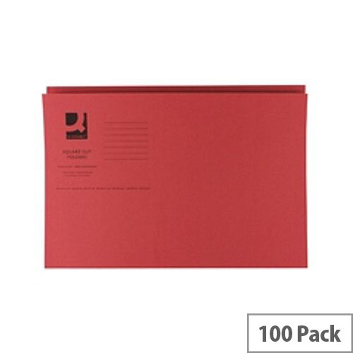 Q-Connect Red Square Cut Folder Lightweight 180gsm Foolscap Pack of 100 KF26028