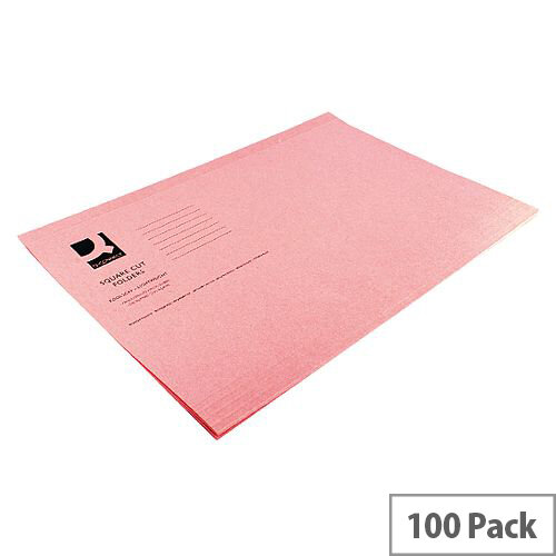 Q-Connect Square Cut Folder Light-Weight 180gsm Foolscap Pink Pack 100