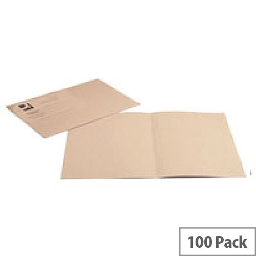 Q-Connect Square Cut Folder Light-Weight 180gsm Foolscap Buff Pk 100