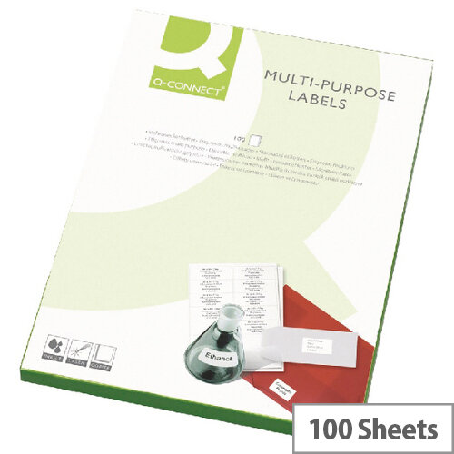 Q-Connect 18 Per Sheet Multi-Purpose Labels 63.5x46.5mm (1800 Labels) Q-Connect 18 Per Sheet Multi-Purpose Labels 63.5x46.5mm (1800 Labels)