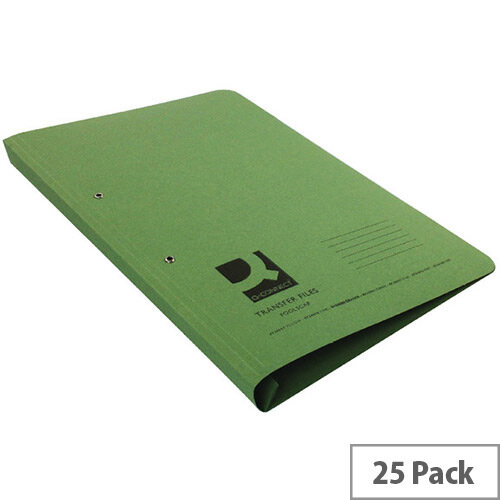Q-Connect Transfer File Foolscap/A4 35mm Capacity Green Pack 25 Q-Connect Transfer File Foolscap/A4 35mm Capacity Green Pack 25