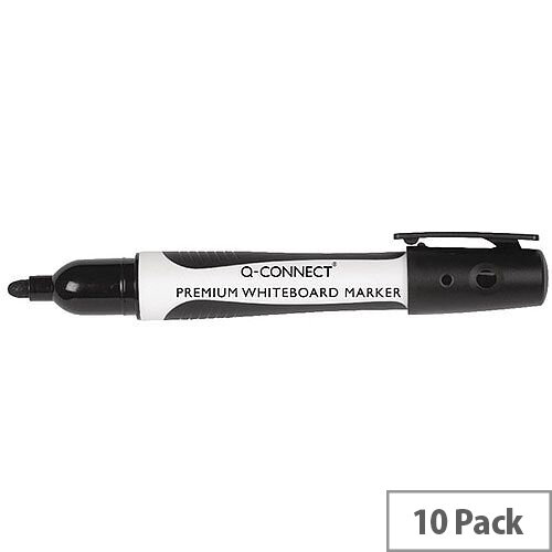 Q-Connect Premium Whiteboard Marker Bullet Tip Black 10 Pack KF26109