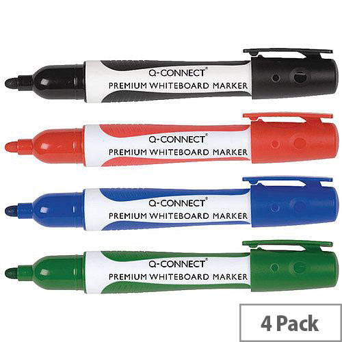 Q-Connect Premium Whiteboard Marker Bullet Tip Pack of 4 Assorted KF26113