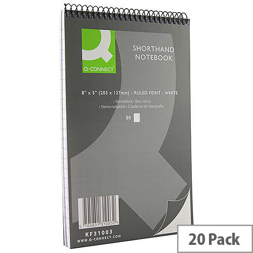 Shorthand Notebook 80 Leaf Ruled Feint 203x127mm 20 Pack Q-Connect