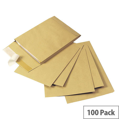 Q-Connect Gusset Envelopes 305x254x25mm 120gsm Manilla Peel and Seal Pack of 100