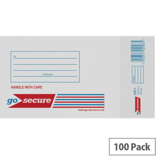GoSecure Bubble Lined Envelope Size 1 100x165mm White Pack of 100 GoSecure Bubble Lined Envelope Size 1 100x165mm White Pack of 100