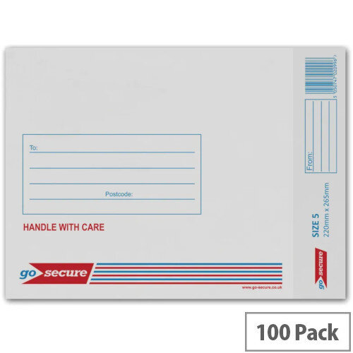 GoSecure Bubble Lined Envelope Size 5 220x265mm White Pack of 100 GoSecure Bubble Lined Envelope Size 5 220x265mm White Pack of 100