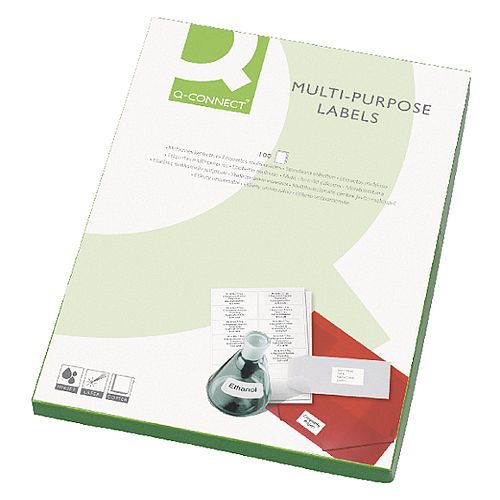 Q-Connect White Multipurpose Labels 99.1 x 93.1mm 6 Per Sheet Pack of 600 Q-Connect White Multipurpose Labels 99.1 x 93.1mm 6 Per Sheet Pack of 600