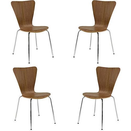 Arista Wooden Bistro Chair Walnut and Chrome Pack of 4 KF72578 Arista Wooden Bistro Chair Walnut and Chrome Pack of 4 KF72578