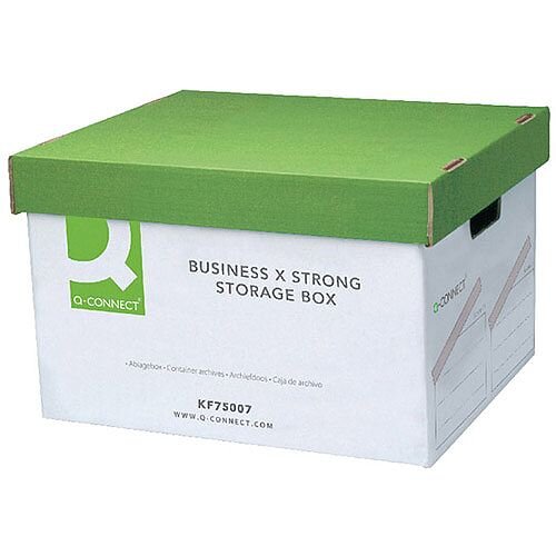 Q-Connect Extra Strong Business Storage Box W327 x D387 x H250mm 10PK Green and White Q-Connect Extra Strong Business Storage Box W327 x D387 x H250mm 10PK Green and White