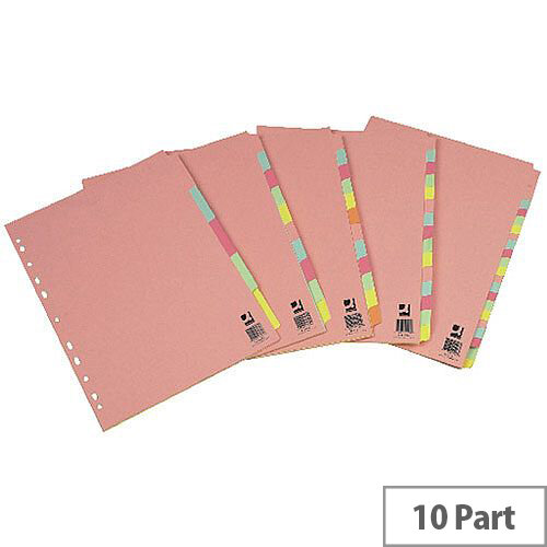 Extra Wide Subject Divider Multi-Punched A4 10-Part Assorted Colours Q-Connect Extra Wide Subject Divider Multi-Punched A4 10-Part Assorted Colours Q-Connect