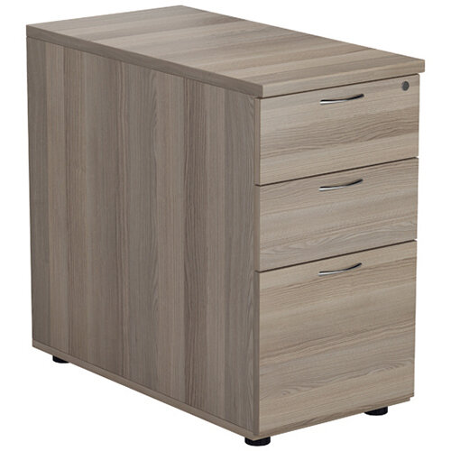 Jemini Grey Oak 3 Drawer Desk High Pedestal D800 KF78951