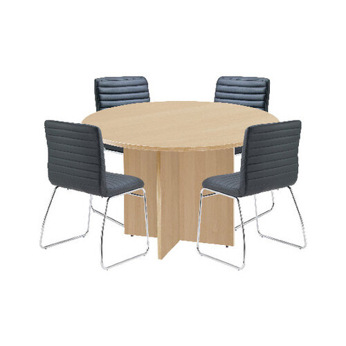 First Maple 1200mm Diameter Round Meeting Table with Dart Meeting Chairs