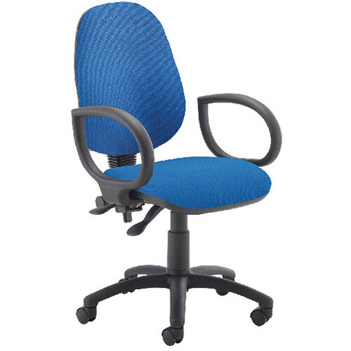 First High Back Operators Office Chair Blue with Fixed Arms KF839243