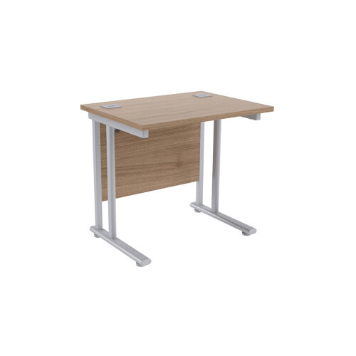 Jemini Grey Oak/Silver 800mm Rectangular Office Desk KF839510 Jemini Grey Oak/Silver 800mm Rectangular Office Desk KF839510
