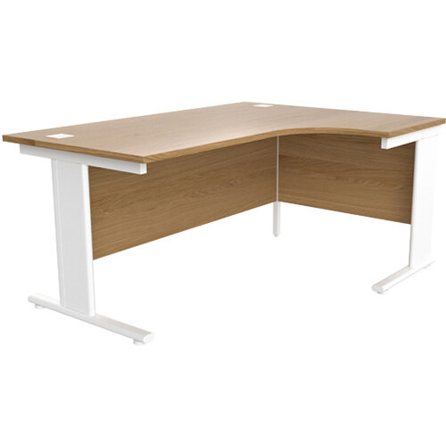 Jemini Oak/White 1600mm Right Hand L-Shaped Radial Cantilever Office Desk KF840098 Jemini Oak/White 1600mm Right Hand L-Shaped Radial Cantilever Office Desk KF840098
