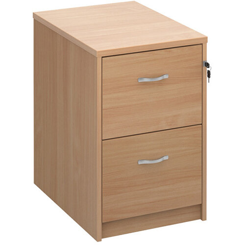 Deluxe 2 drawer filing cabinet with silver handles 730mm high - beech