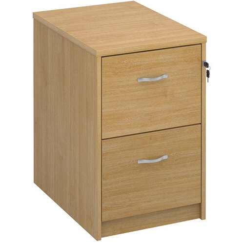 Deluxe 2 drawer filing cabinet with silver handles 730mm high - oak