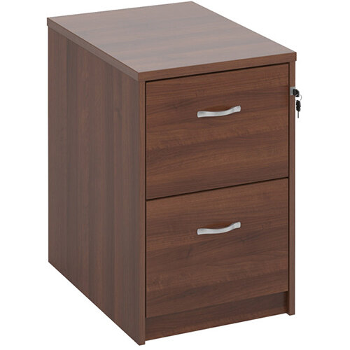 Deluxe 2 drawer filing cabinet with silver handles 730mm high - walnut