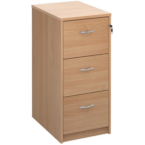 Deluxe 3 drawer filing cabinet with silver handles 1045mm high - beech Deluxe 3 drawer filing cabinet with silver handles 1045mm high - beech