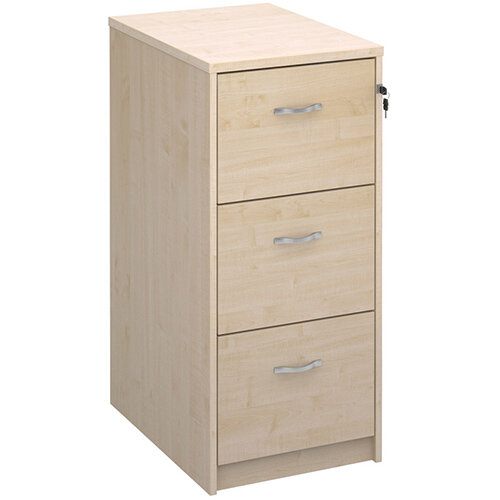 Deluxe 3 drawer filing cabinet with silver handles 1045mm high - maple Deluxe 3 drawer filing cabinet with silver handles 1045mm high - maple