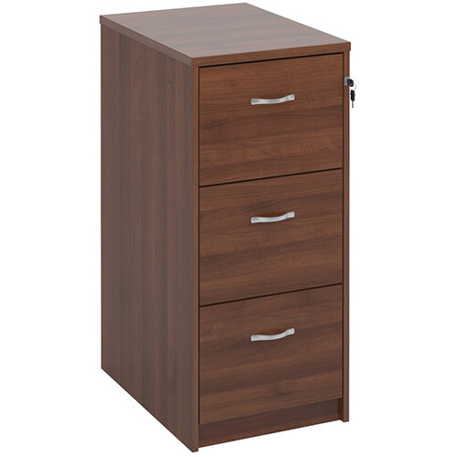 Deluxe 3 drawer filing cabinet with silver handles 1045mm high - walnut