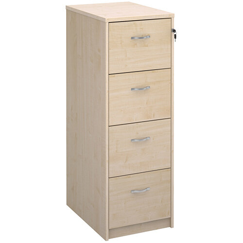 Deluxe 4 drawer filing cabinet with silver handles 1360mm high - maple Deluxe 4 drawer filing cabinet with silver handles 1360mm high - maple