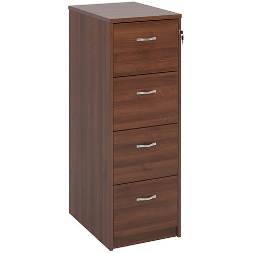 Deluxe 4 drawer filing cabinet with silver handles 1360mm high - walnut