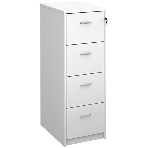 Deluxe 4 drawer filing cabinet with silver handles 1360mm high - white Deluxe 4 drawer filing cabinet with silver handles 1360mm high - white