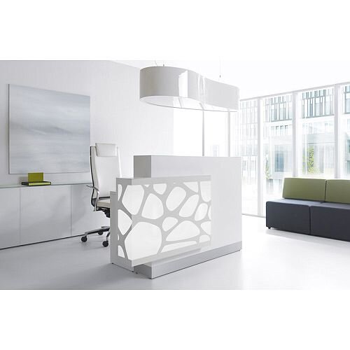 Organic Modern Illuminated White Straight Reception Desk with Right Decorative Element W1700mmxD770mmxH1105mm