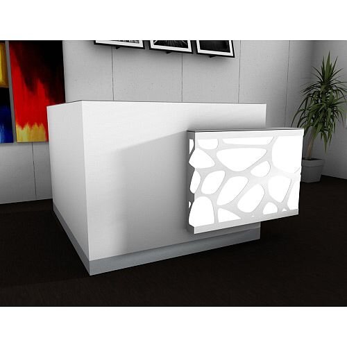 Organic Modern Illuminated White Corner Reception Desk with Left Decorative Element W1700mmxD1770mmxH1105mm