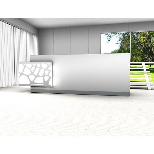 Organic Modern Illuminated White Straight Reception Desk with Right Decorative Element W3100mmxD770mmxH1105mm Organic Modern Illuminated White Straight Reception Desk with Right Decorative Element W3100mmxD770mmxH1105mm
