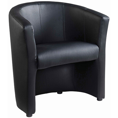 London reception single tub chair 670mm wide - black faux leather