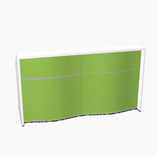 Wave Modern Design Straight Reception Desk with White Counter Top &High Gloss Dark Green Front W1996xD770xH1103mm Wave Modern Design Straight Reception Desk with White Counter Top &High Gloss Dark Green Front W1996xD770xH1103mm