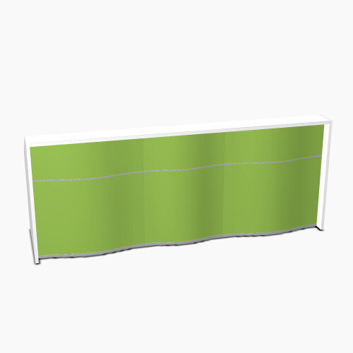 Wave Modern Design Straight Reception Desk with White Counter Top &High Gloss Dark Green Front W2746xD770xH1103mm Wave Modern Design Straight Reception Desk with White Counter Top &High Gloss Dark Green Front W2746xD770xH1103mm