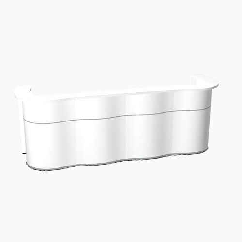 Wave Modern Design Curved Reception Desk with White Counter Top & High Gloss White Front W3124xD841xH1103mm