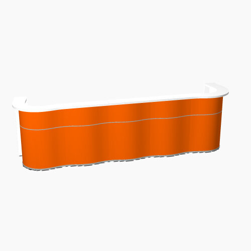 Wave Modern Design Curved Reception Desk with White Counter Top & High Gloss Orange Front W3874xD841xH1103mm